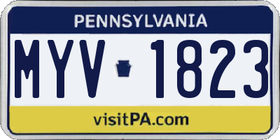 PA license plate MYV1823