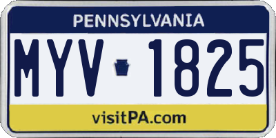 PA license plate MYV1825