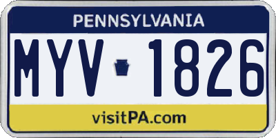 PA license plate MYV1826
