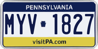 PA license plate MYV1827