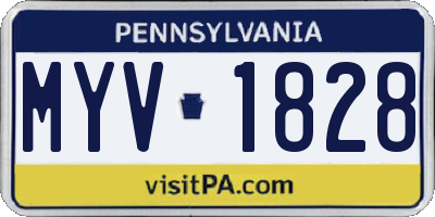 PA license plate MYV1828