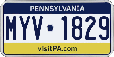 PA license plate MYV1829