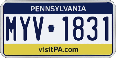 PA license plate MYV1831