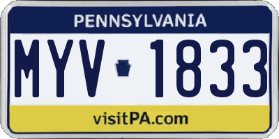 PA license plate MYV1833