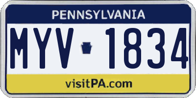 PA license plate MYV1834