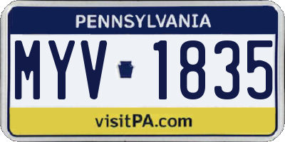 PA license plate MYV1835