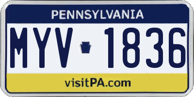 PA license plate MYV1836