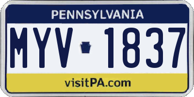 PA license plate MYV1837