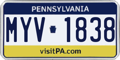 PA license plate MYV1838