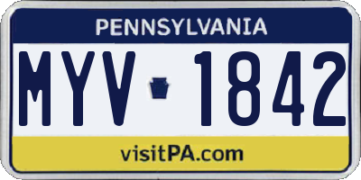 PA license plate MYV1842