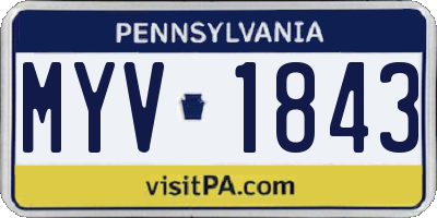 PA license plate MYV1843