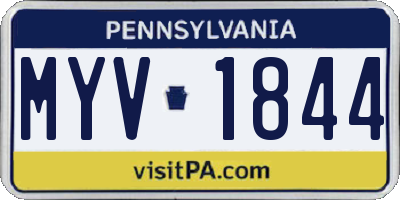PA license plate MYV1844