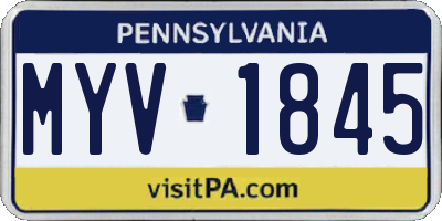 PA license plate MYV1845