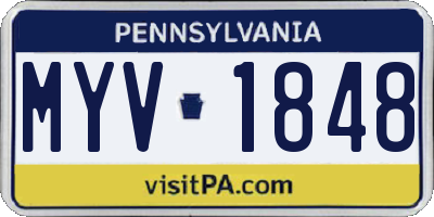 PA license plate MYV1848
