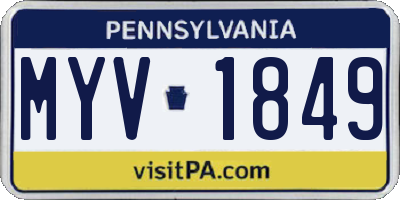 PA license plate MYV1849