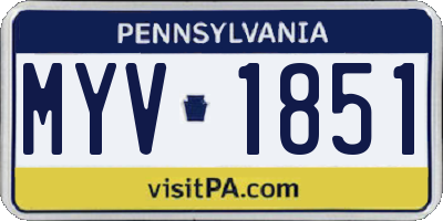 PA license plate MYV1851