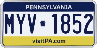 PA license plate MYV1852