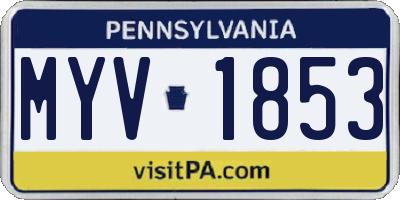 PA license plate MYV1853