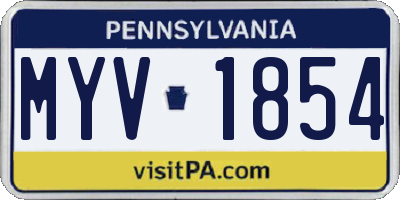 PA license plate MYV1854