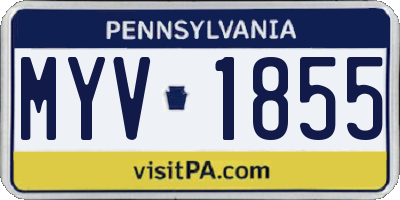 PA license plate MYV1855