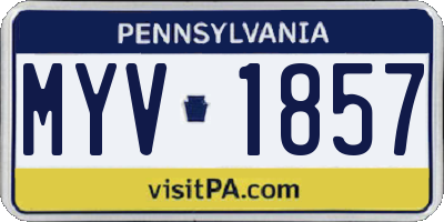 PA license plate MYV1857
