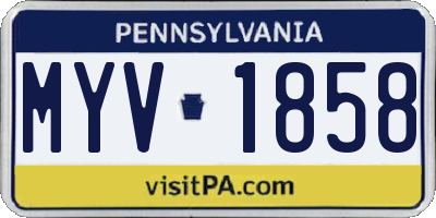 PA license plate MYV1858