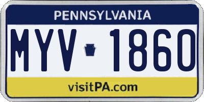 PA license plate MYV1860