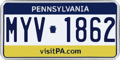 PA license plate MYV1862