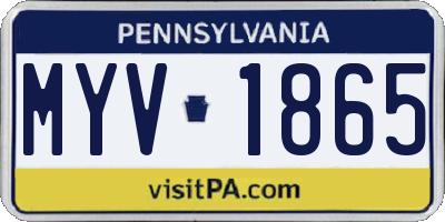 PA license plate MYV1865
