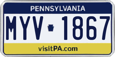 PA license plate MYV1867