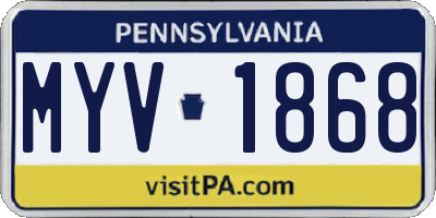 PA license plate MYV1868