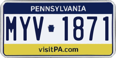 PA license plate MYV1871
