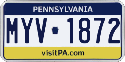 PA license plate MYV1872