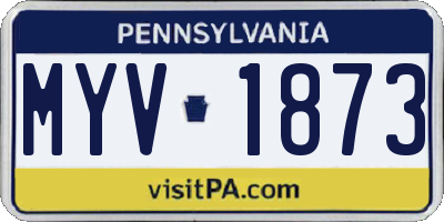 PA license plate MYV1873