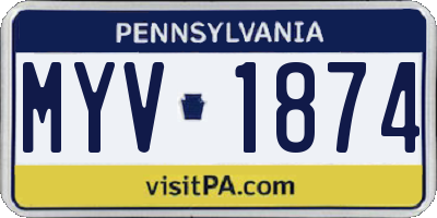 PA license plate MYV1874