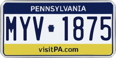 PA license plate MYV1875