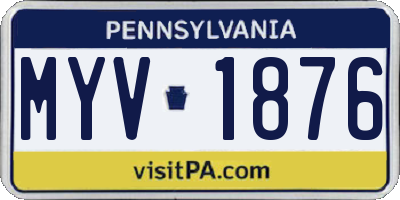 PA license plate MYV1876