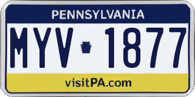 PA license plate MYV1877