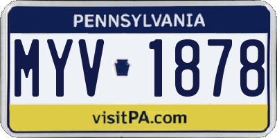 PA license plate MYV1878