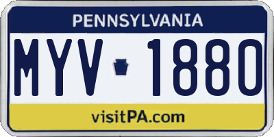 PA license plate MYV1880