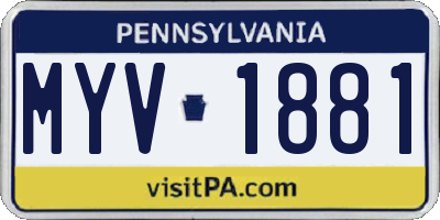 PA license plate MYV1881