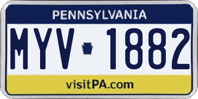 PA license plate MYV1882