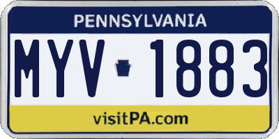 PA license plate MYV1883