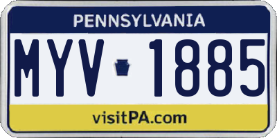 PA license plate MYV1885
