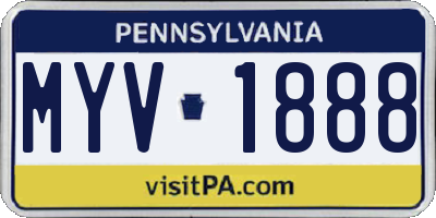 PA license plate MYV1888