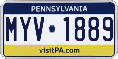 PA license plate MYV1889