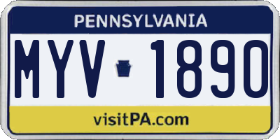 PA license plate MYV1890