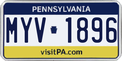 PA license plate MYV1896