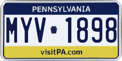 PA license plate MYV1898