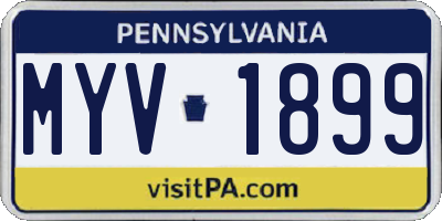 PA license plate MYV1899